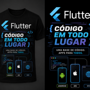 Camiseta "Flutter: Código em todo lugar"